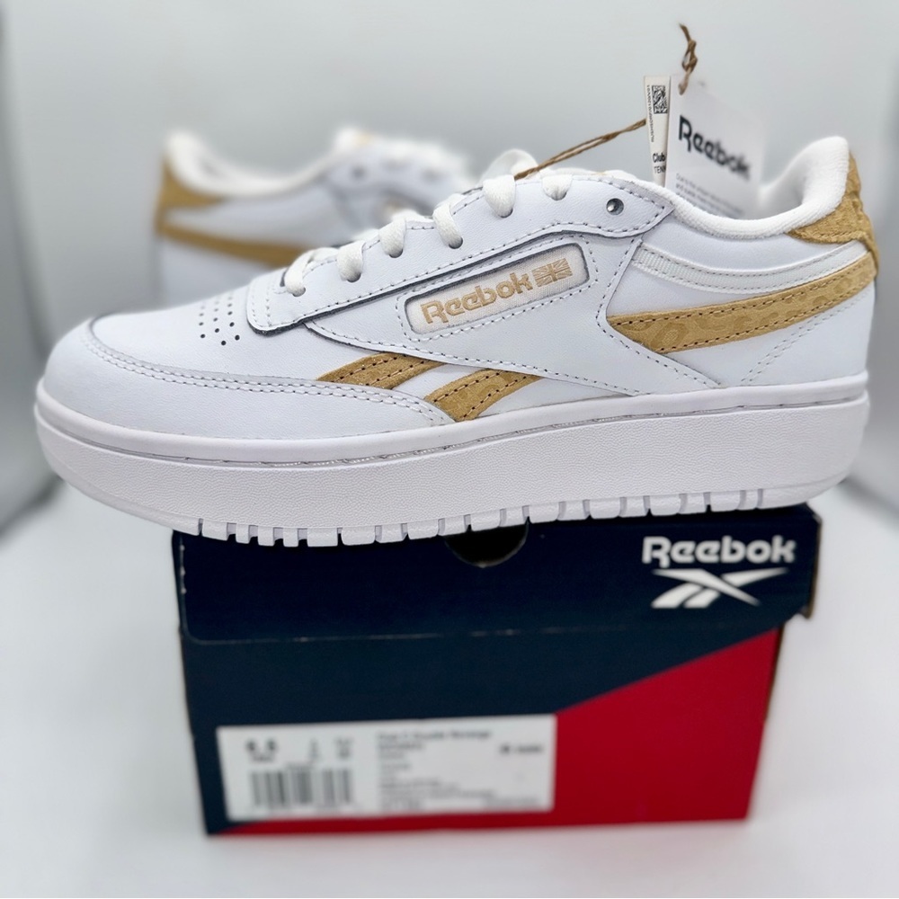 NWT Reebok Women's Club C Double Platform Revenge Sneakers White / Tan Shoes​